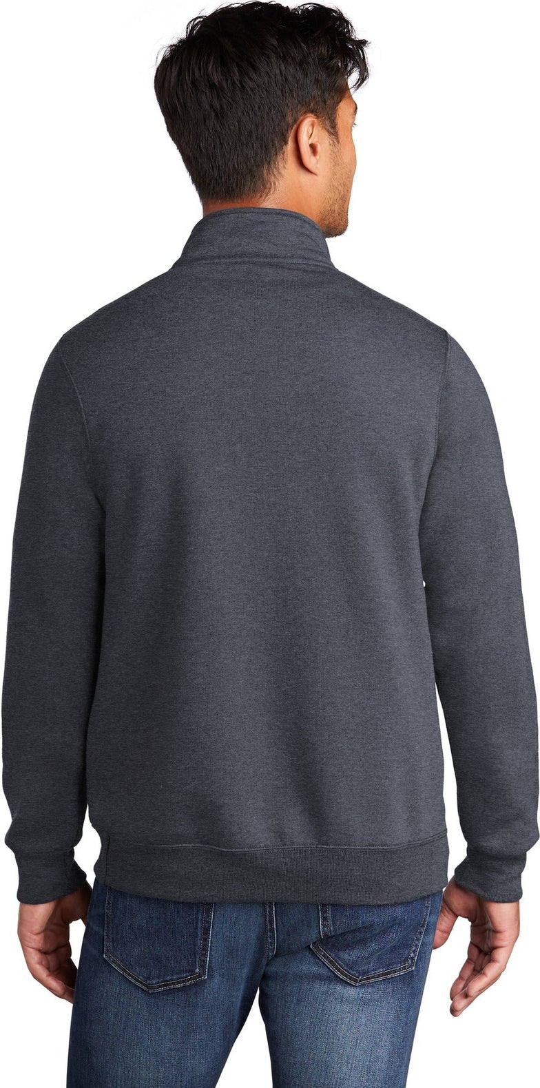 Heather Navy Port & Co Core Fleece 1/4-Zip Pullover Sweatshirt PC78Q