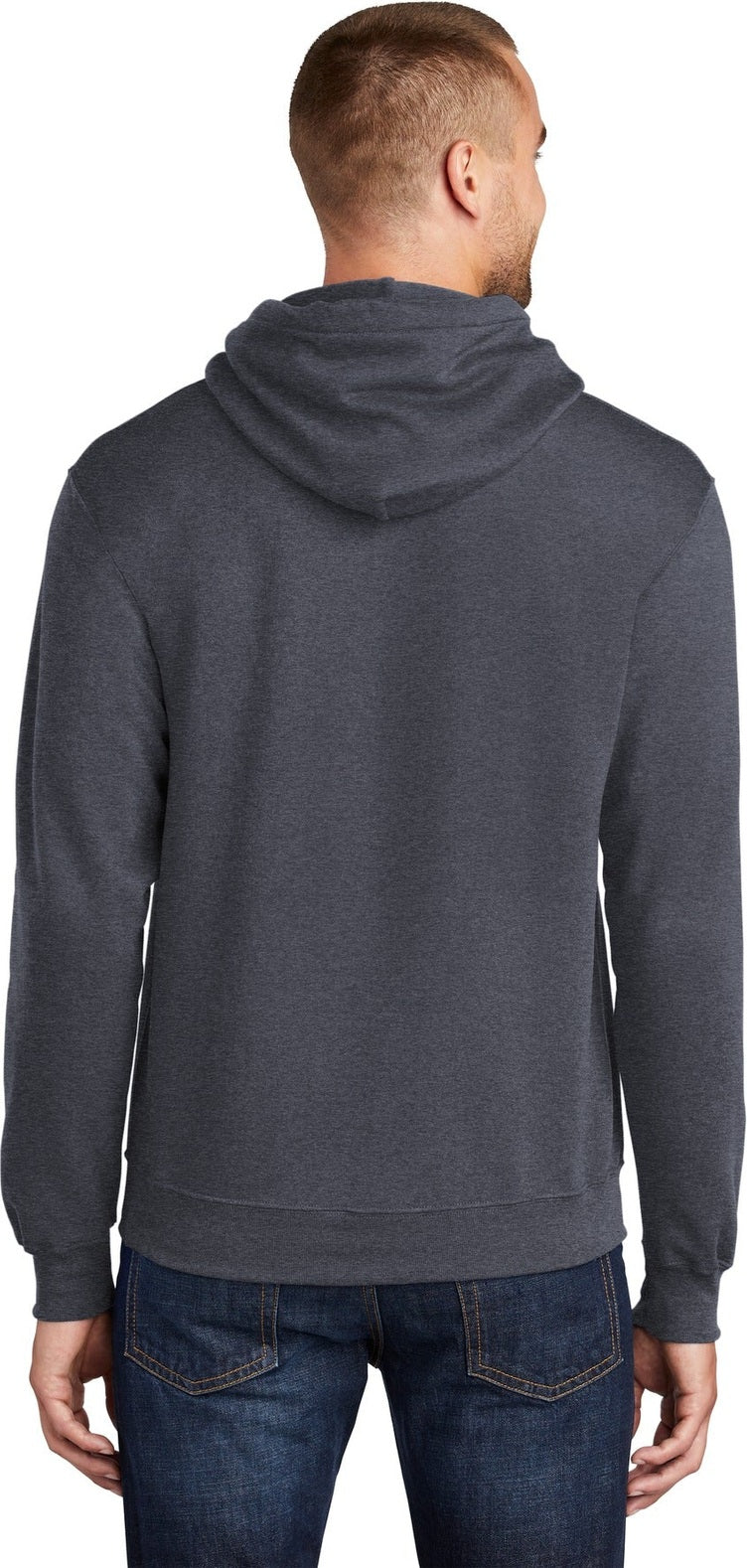 Heather Navy Port & Co Tall Core Fleece Pullover Hooded Sweatshirt PC78HT