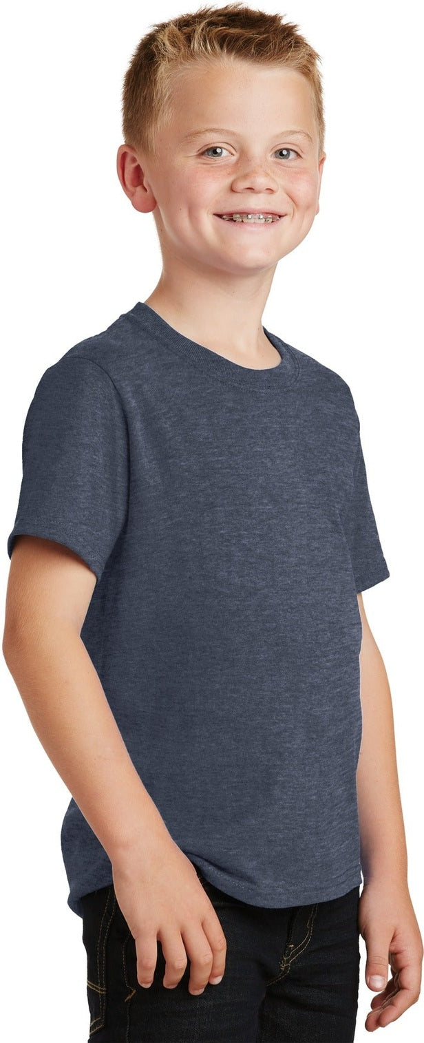 Heather Navy Port & Co Youth Core Cotton Tee. PC54Y