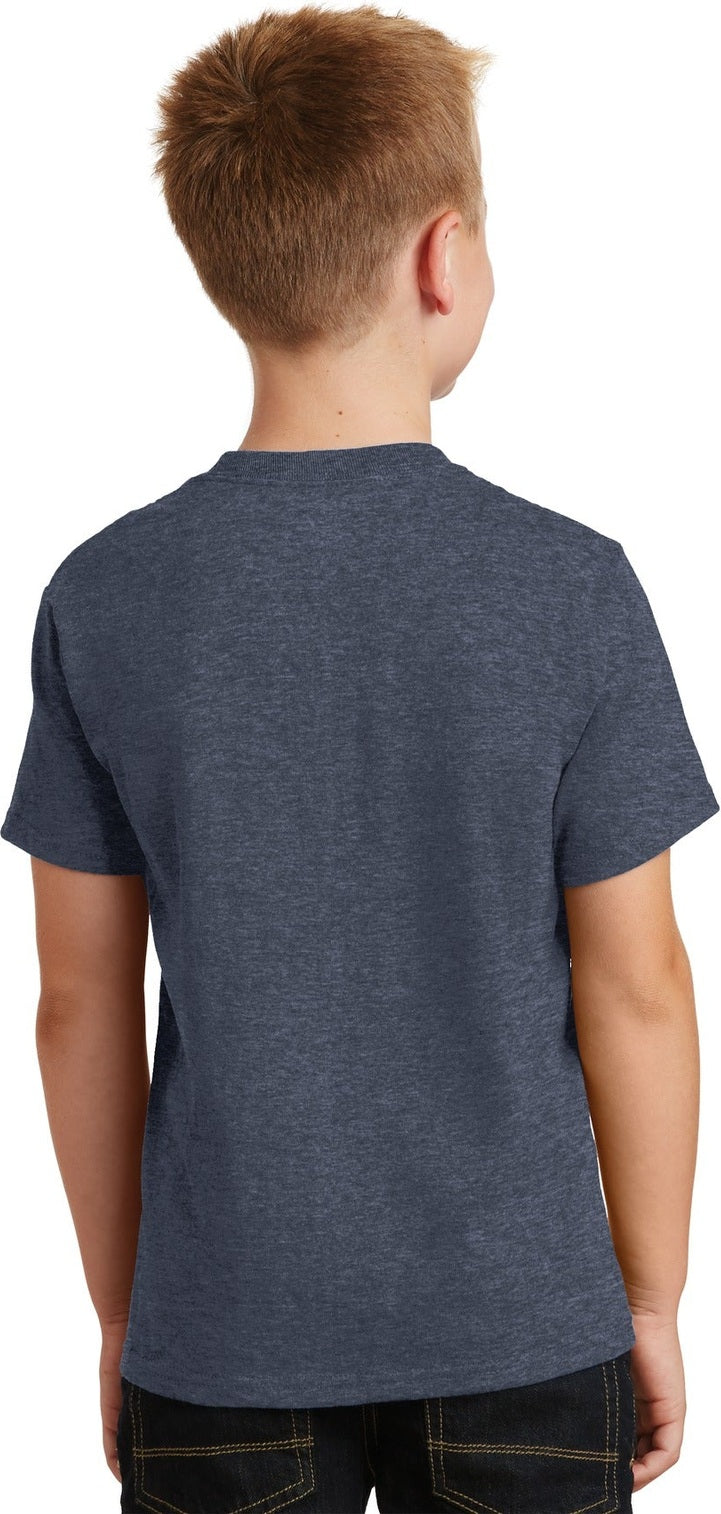 Heather Navy Port & Co Youth Core Cotton Tee. PC54Y