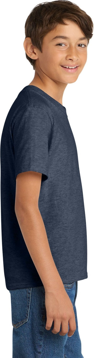 Heather Navy Port & Co Youth Core Cotton Tee. PC54Y