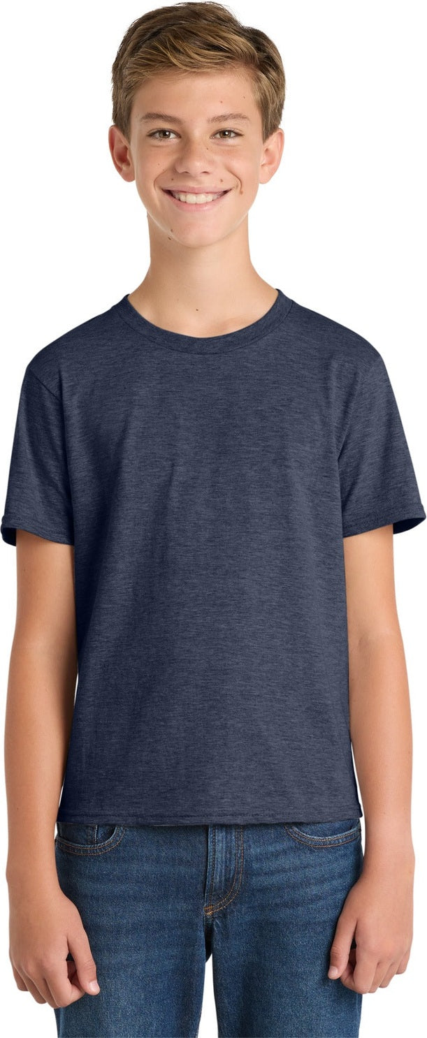 Heather Navy Port & Co Youth Fan Favorite Tee. PC450Y