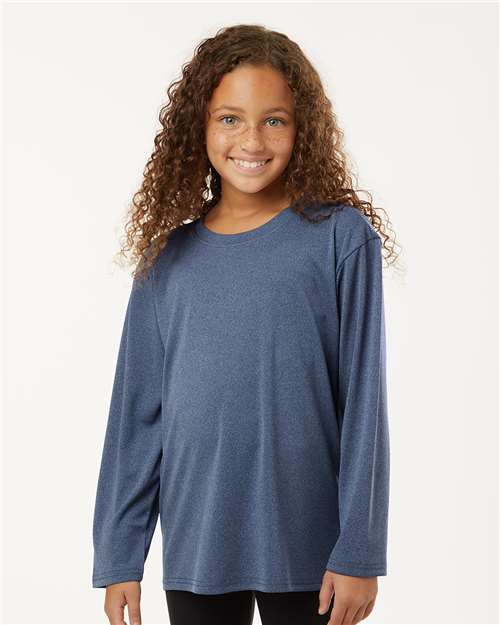 Heather Navy Pro-Lock Youth Performance Long Sleeve T-Shirt - 48400Y