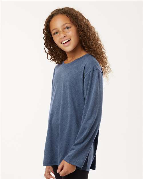 Heather Navy Pro-Lock Youth Performance Long Sleeve T-Shirt - 48400Y