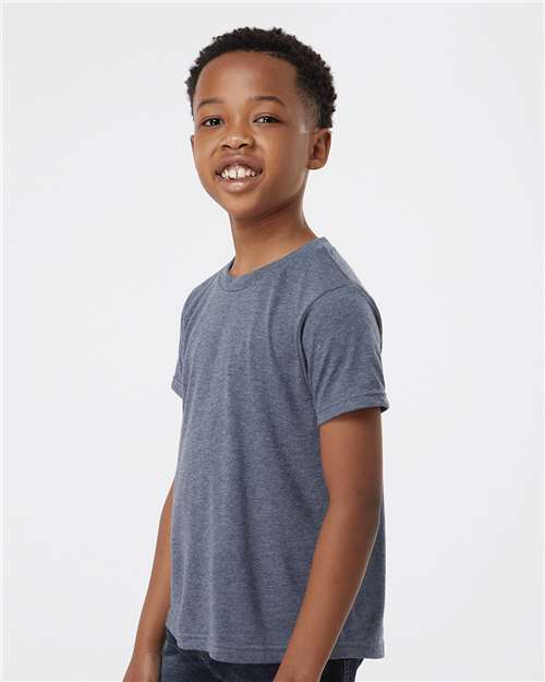 Heather Navy Youth Poly-Rich T-Shirt - 265