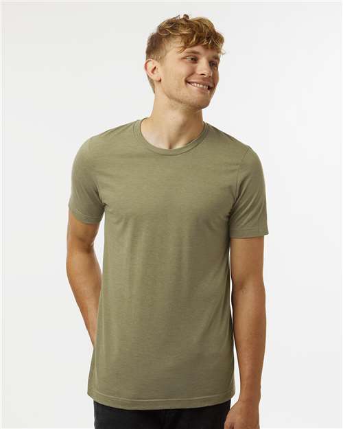 Heather Olive Green Combed CVC T-Shirt - 602CVC