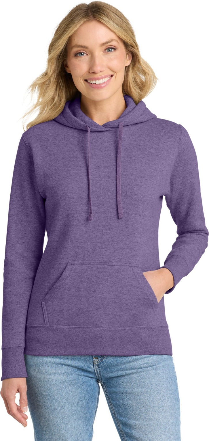 Heather Purple Port & Co Women's Core Fleece Pullover Hooded Sweatshirt LPC78H