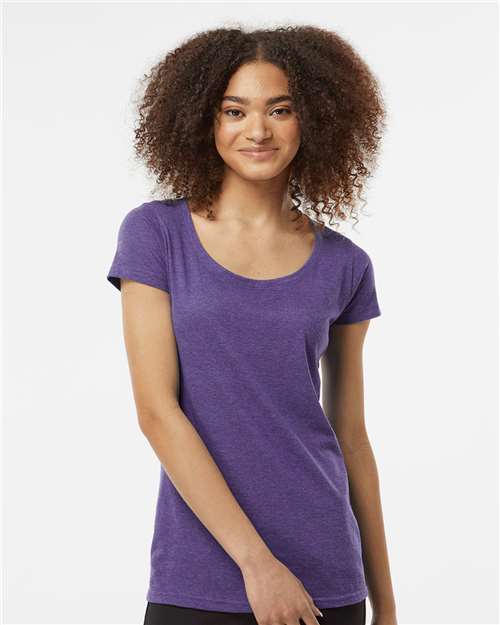 Heather Purple Women&#39;s Poly-Rich Scoop Neck T-Shirt - 243