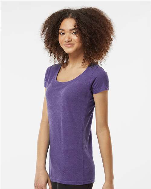 Heather Purple Women&#39;s Poly-Rich Scoop Neck T-Shirt - 243