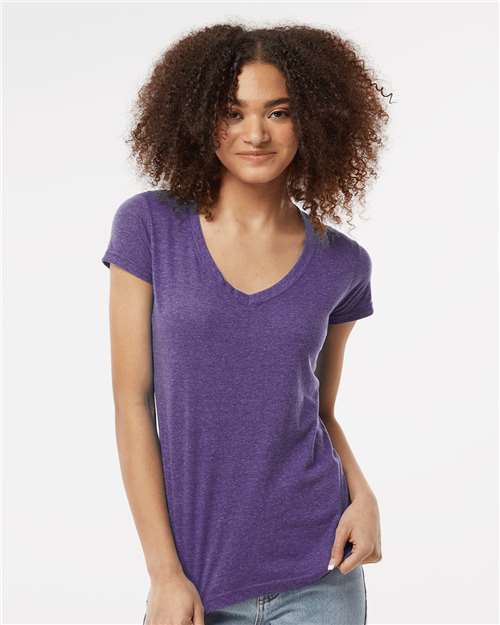 Heather Purple Women&#39;s Poly-Rich V-Neck T-Shirt - 244