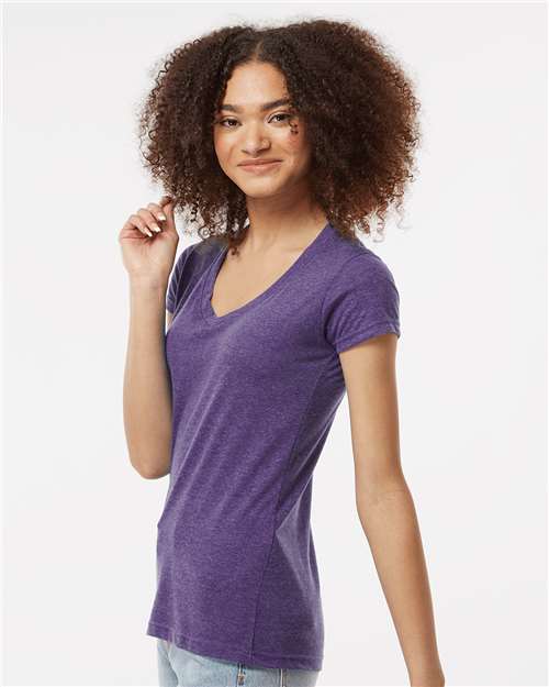 Heather Purple Women&#39;s Poly-Rich V-Neck T-Shirt - 244