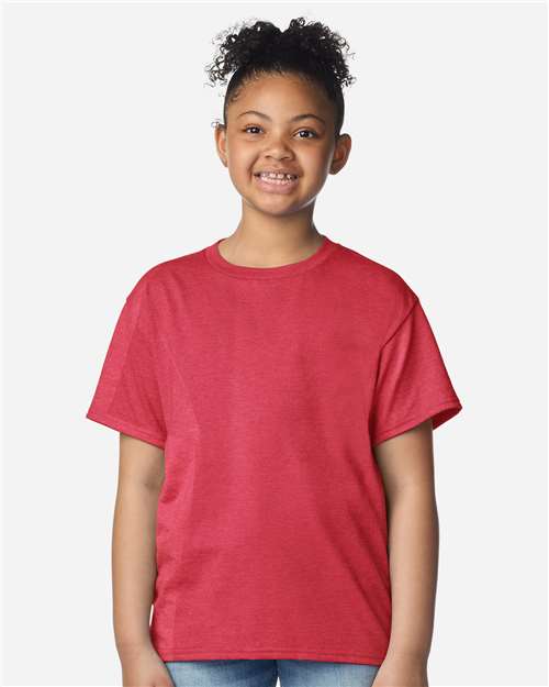 Heather Red Light Cotton Youth T-Shirt - 3000B