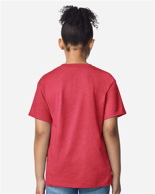 Heather Red Light Cotton Youth T-Shirt - 3000B