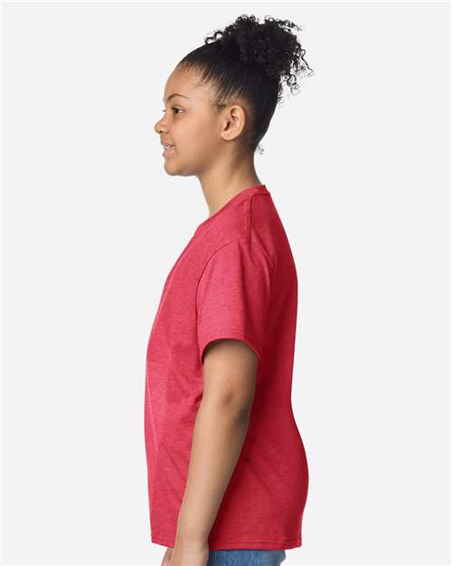 Heather Red Light Cotton Youth T-Shirt - 3000B