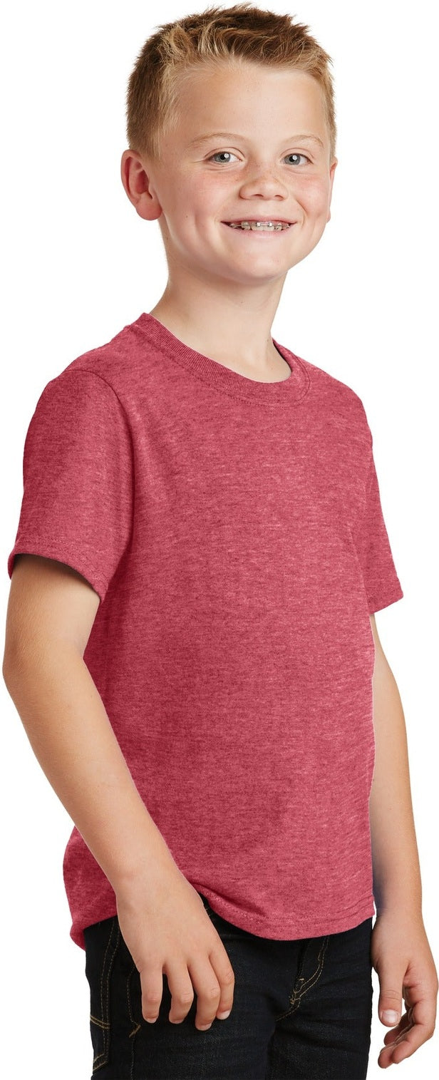 Heather Red Port & Co Youth Core Cotton Tee. PC54Y
