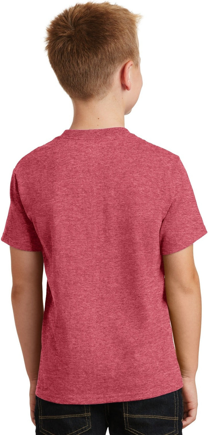 Heather Red Port & Co Youth Core Cotton Tee. PC54Y