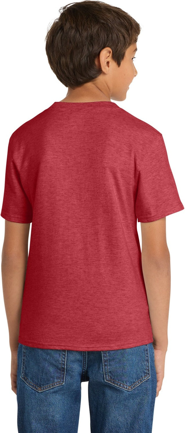 Heather Red Port & Co Youth Core Cotton Tee. PC54Y
