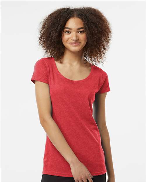 Heather Red Women&#39;s Poly-Rich Scoop Neck T-Shirt - 243