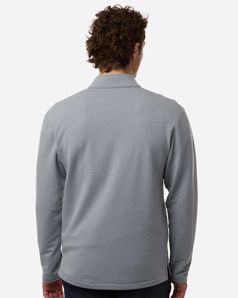 Heather Steel Men's Stretch Quarter-Zip Fleece Pullover - STF870 plain