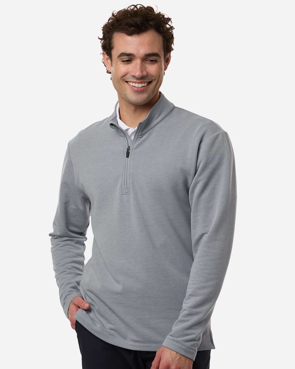 Heather Steel Men's Stretch Quarter-Zip Fleece Pullover - STF870