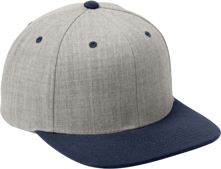 Heather/Tr Nvy Sport-Tek YP Classics Flat Bill Snapback Cap. STC19