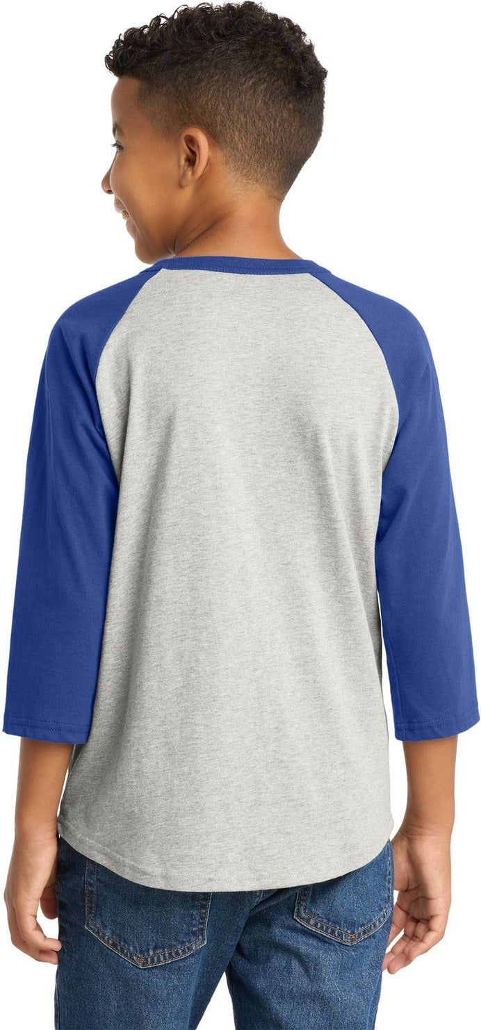 Heathr/Gry/Roy Sport-Tek Youth Colorblock Raglan Jersey. YT200