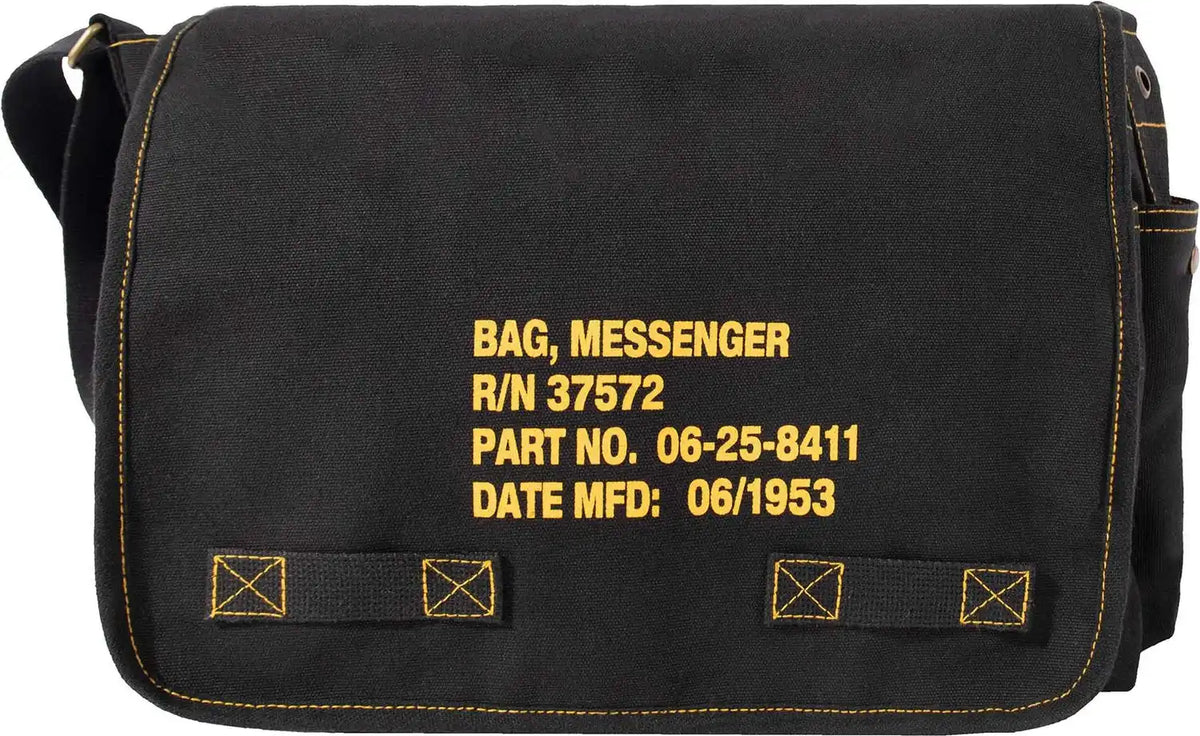 Heavyweight Canvas Classic Messenger Bag with Military Stencil