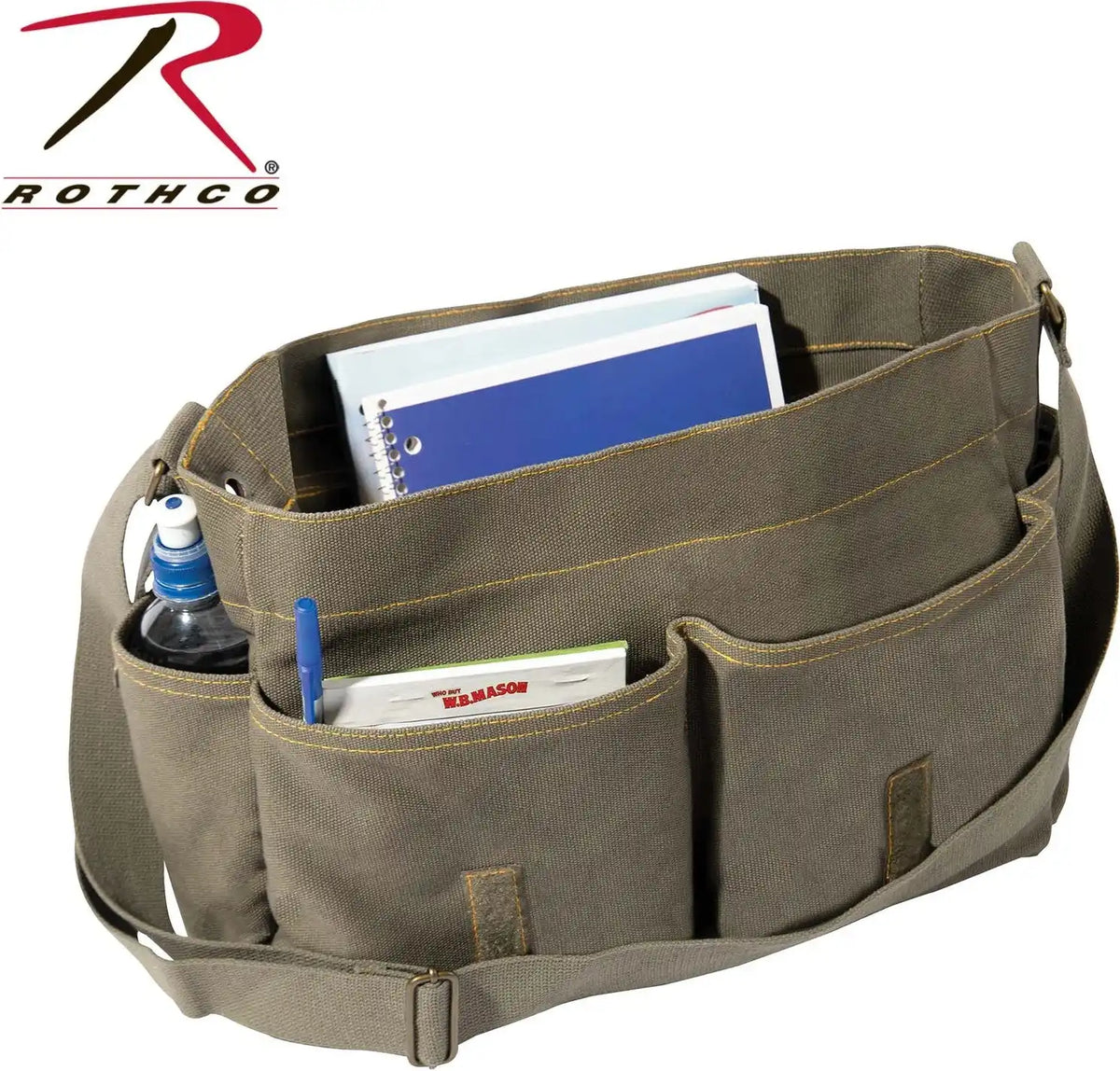 Heavyweight Canvas Classic Messenger Bag with Military Stencil