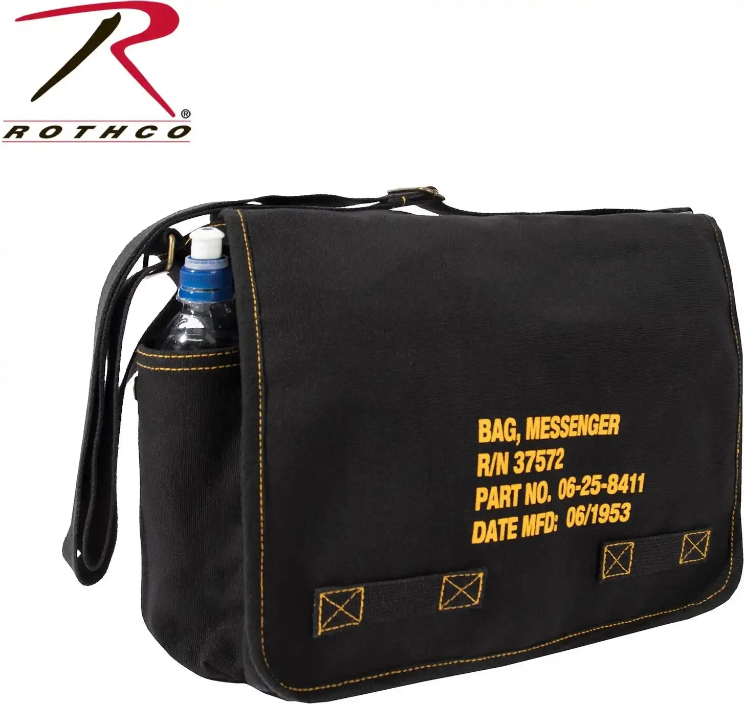 Heavyweight Canvas Classic Messenger Bag with Military Stencil