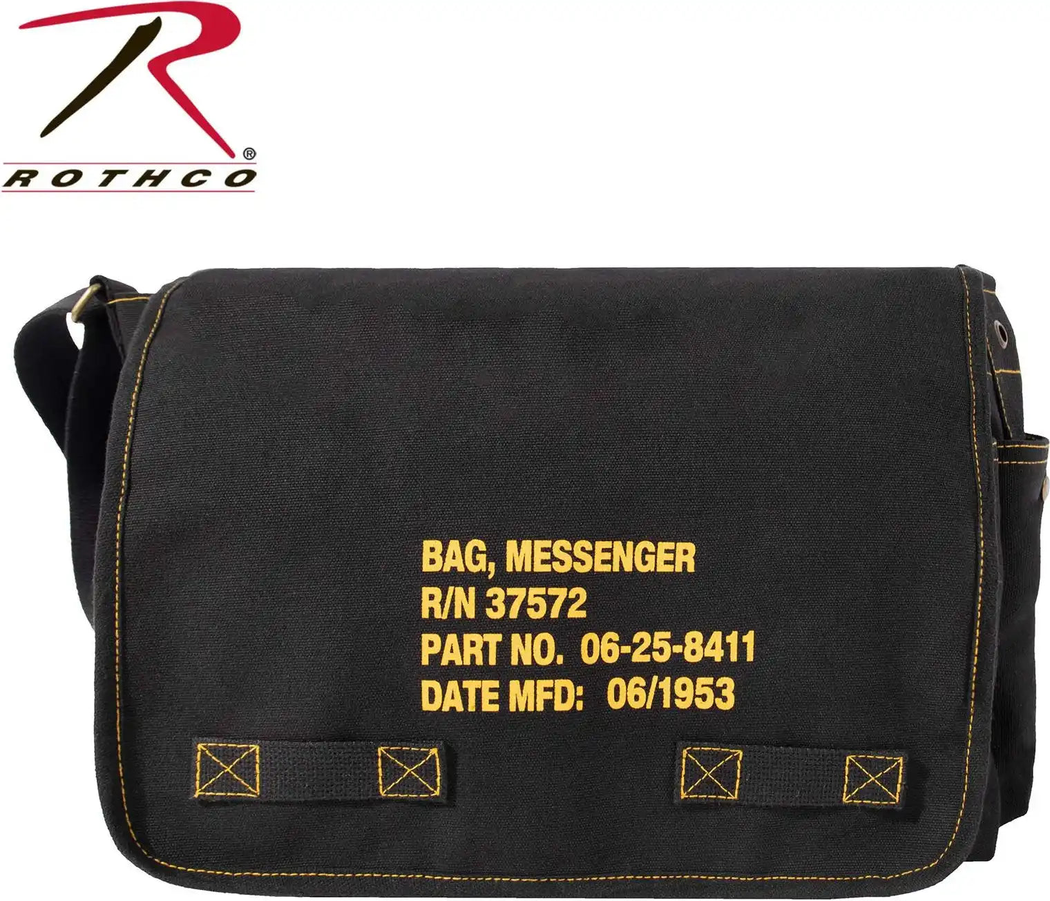 Heavyweight Canvas Classic Messenger Bag with Military Stencil