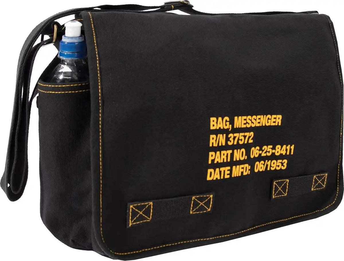 Heavyweight Canvas Classic Messenger Bag with Military Stencil