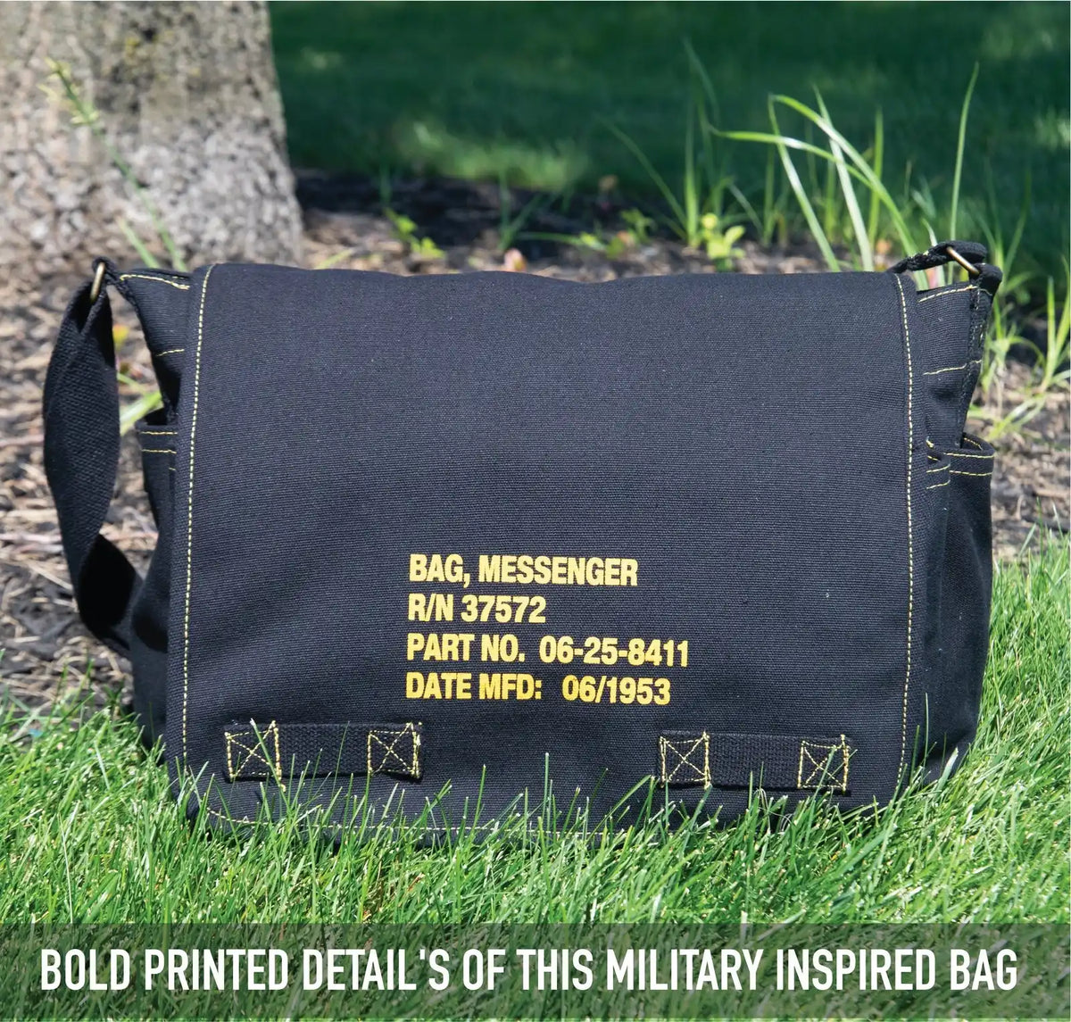 Heavyweight Canvas Classic Messenger Bag with Military Stencil