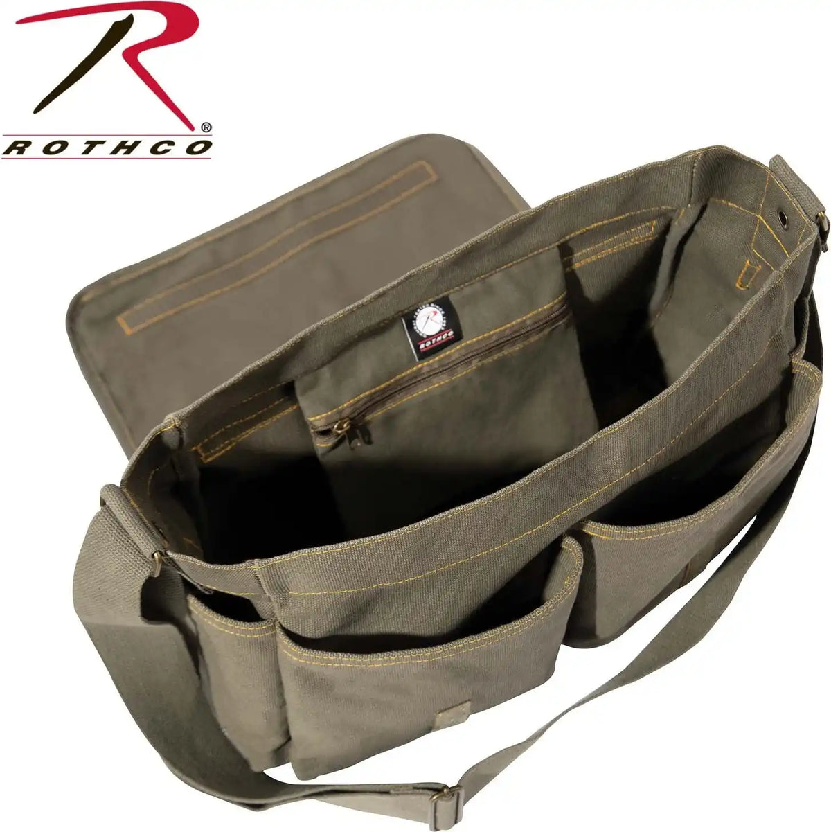 Heavyweight Canvas Classic Messenger Bag with Military Stencil
