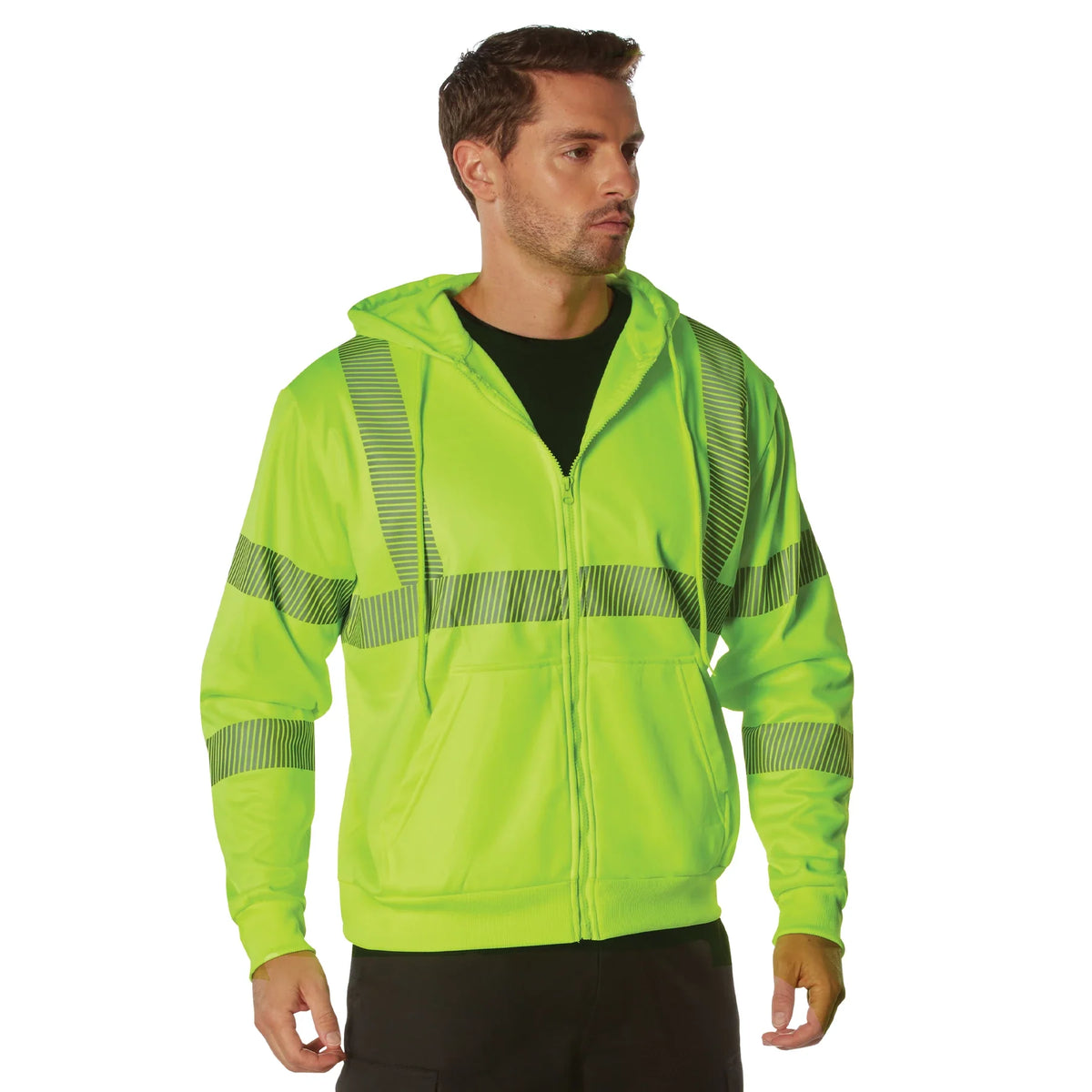 Hi-vis Performance Zipper Sweatshirt - Safety Green