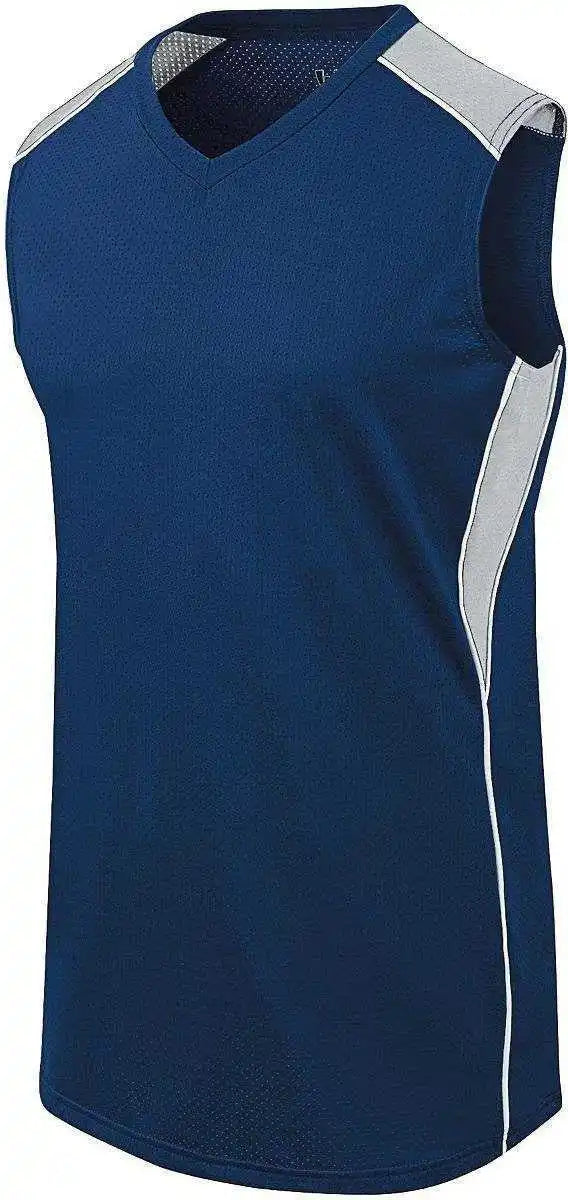 High Five 312163 Girls Dynamite Jersey - Navy Silver Gray White