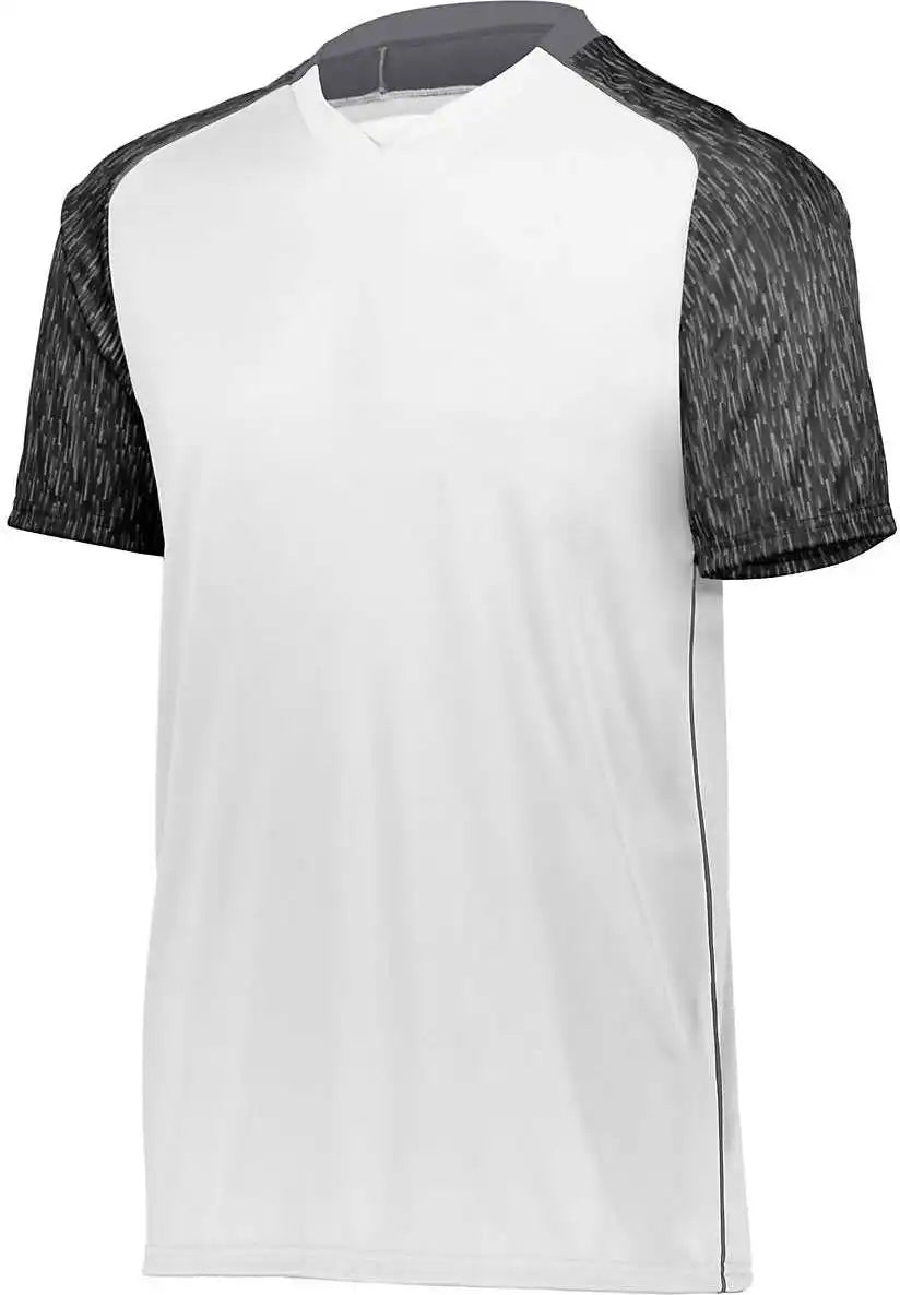 High Five 322941 Youth Hawthorn Soccer Jersey - White Black Print Graphite