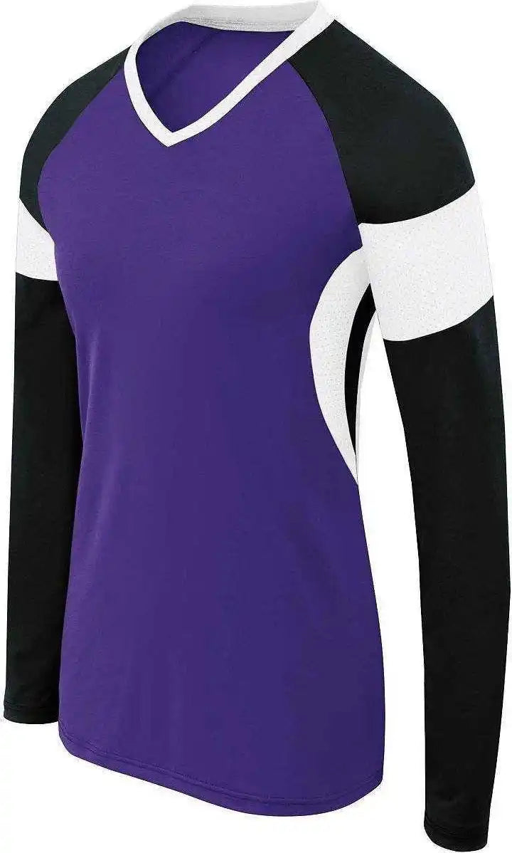 High Five 342143 Girls Long Sleeve Raptor Jersey - Purple Black White