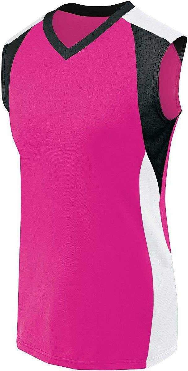 High Five 342152 Womens Sleeveless Piranha Jersey - Raspberry Wh Black