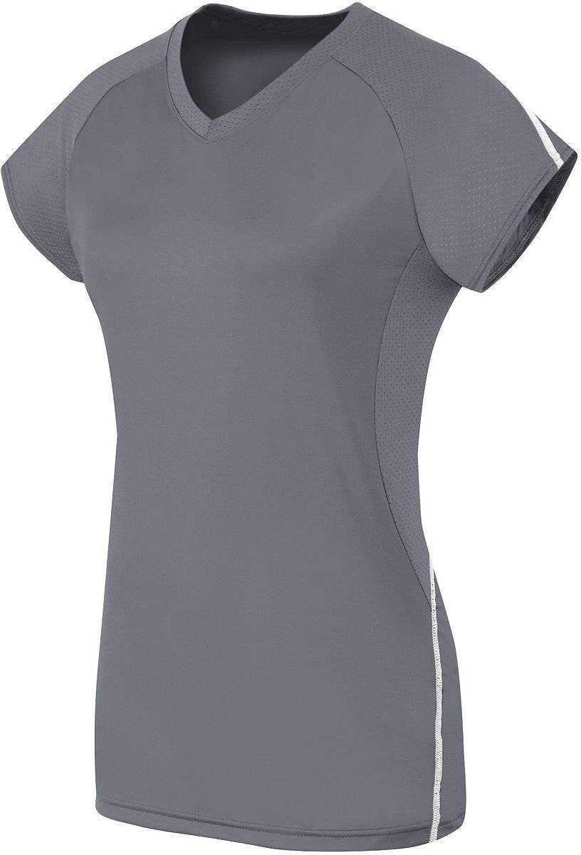 High Five 342173 Girls Short Sleeve Solid Jersey - Graphite White