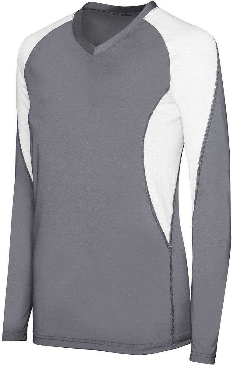 High Five 342182 Womens Long Sleeve Court Jersey - Graphite White