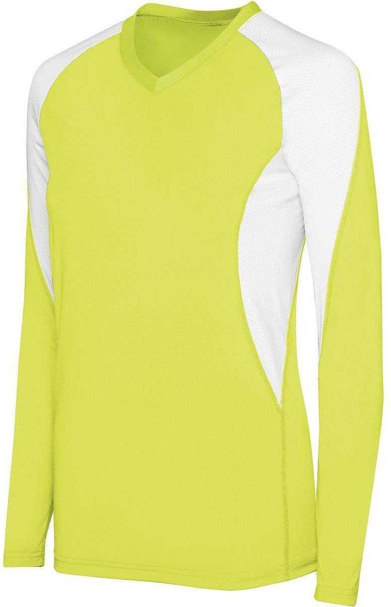 High Five 342182 Womens Long Sleeve Court Jersey - Lime White