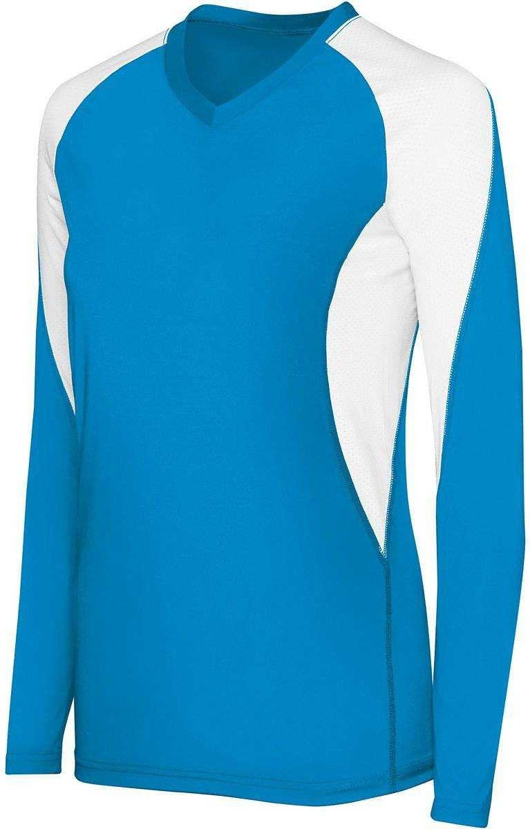 High Five 342182 Womens Long Sleeve Court Jersey - Power Blue White