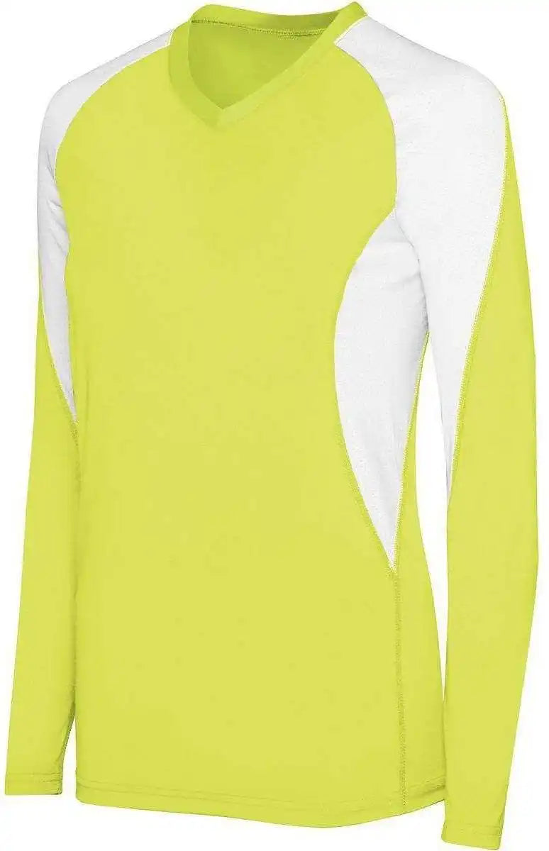 High Five 342183 Girls Long Sleeve Court Jersey - Lime White - l
