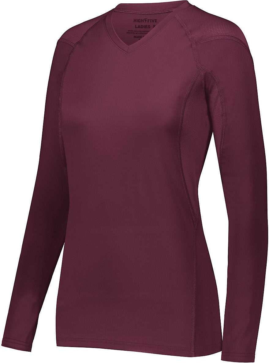 High Five 342212 Ladies Truhit Long Sleeve Jersey - Maroon (hlw)