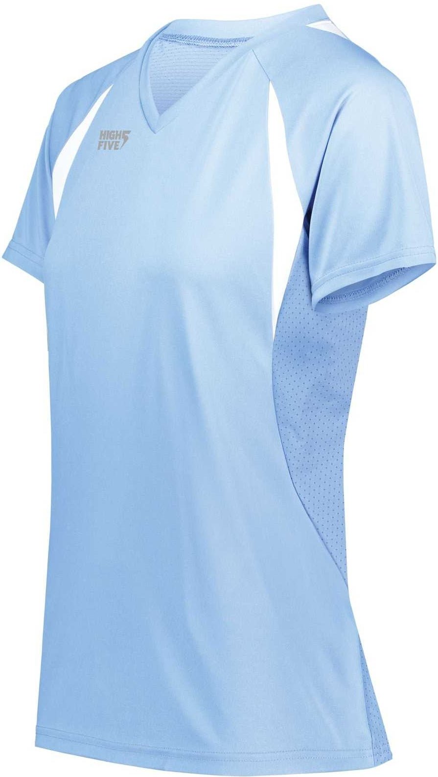 High Five 342233 Girls Color Cross Jersey - Columbia Blue White