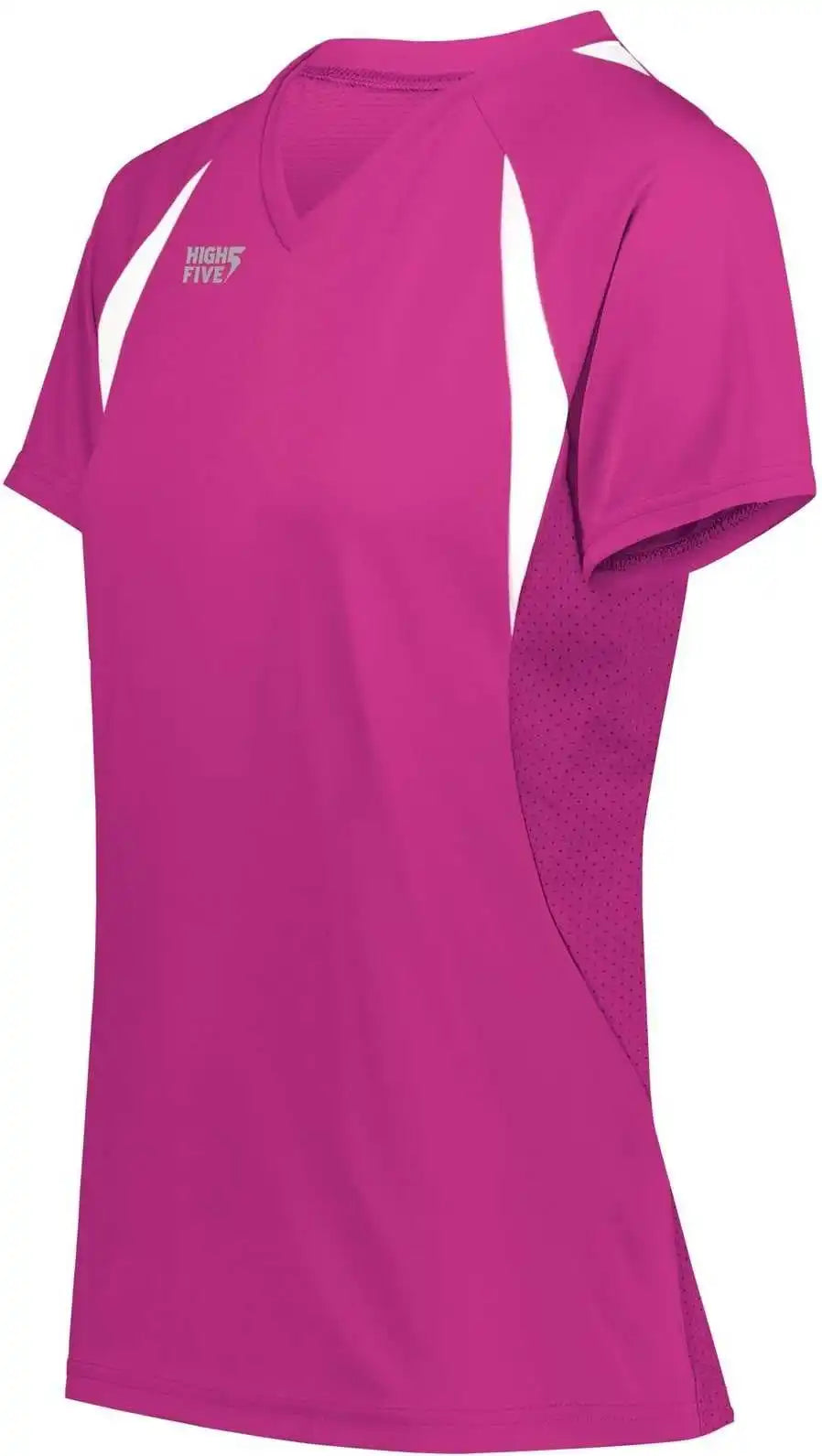 High Five 342233 Girls Color Cross Jersey - Power Pink White