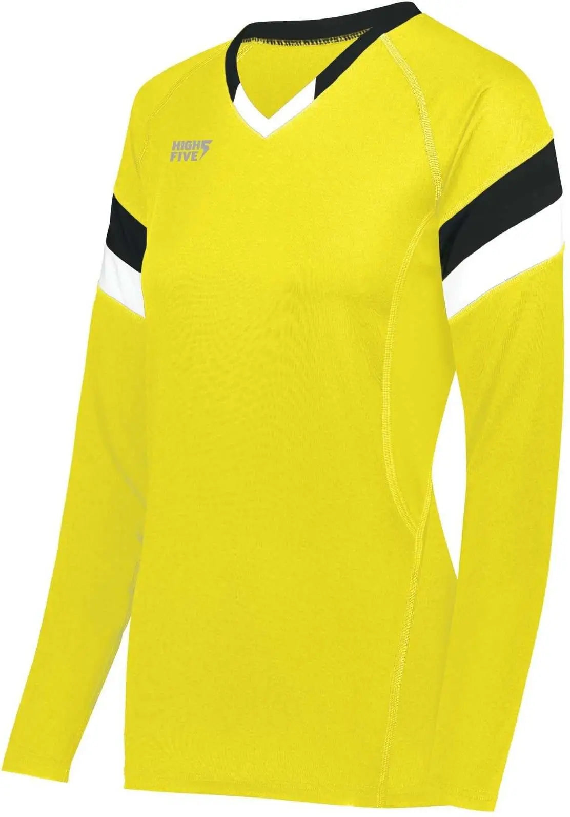 High Five 342243 Girls Truhit Tri Long Sleeve Jersey - Electric Yellow Black White