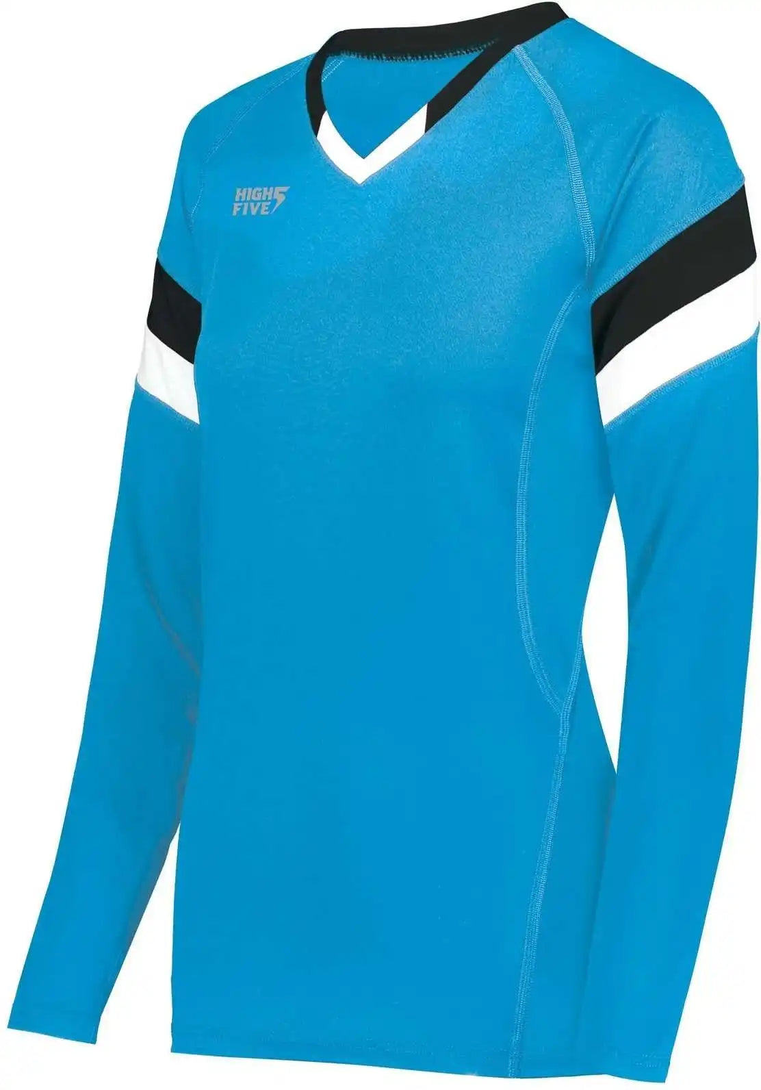 High Five 342243 Girls Truhit Tri Long Sleeve Jersey - Power Blue Black White