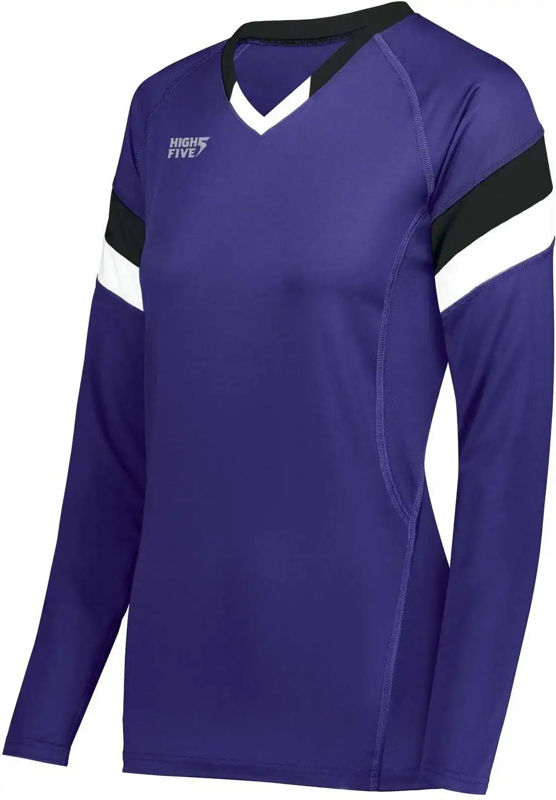 High Five 342243 Girls Truhit Tri Long Sleeve Jersey - Purple Black White