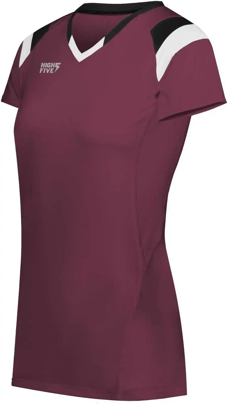 High Five 342252 Ladies Truhit Tri Short Sleeve Jersey - Maroon Black White